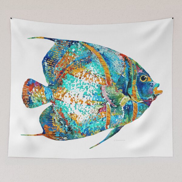 Item preview, Colorful Angelfish on White designed and sold by Sharon Cummings Art.