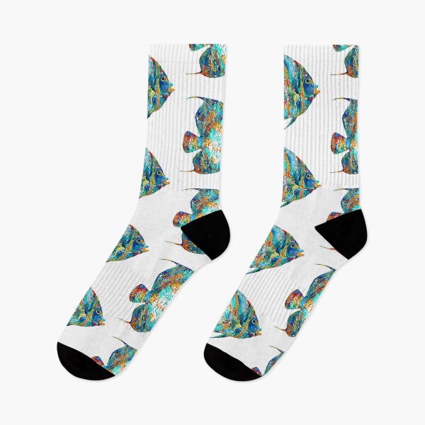 Item preview, Colorful Angelfish on White designed and sold by Sharon Cummings Art.