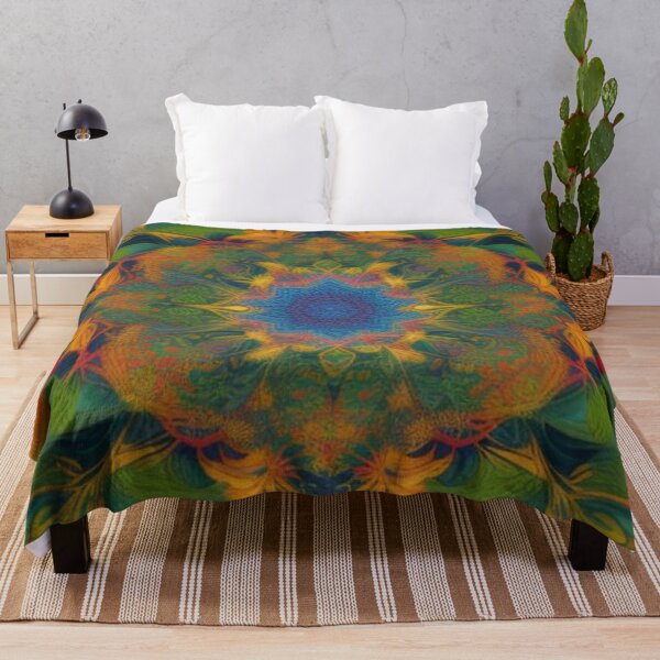 Item preview, Blue and Orange Floral Mandala with Leafy Symmetry designed and sold by Harmonic_Layers.