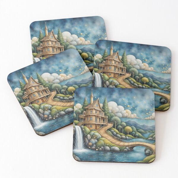 Item preview, Dreamy Castle and Waterfall designed and sold by QDStore.