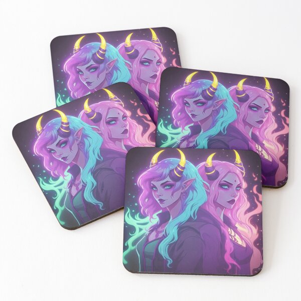 Item preview, Sisters of The Flame - Demon Goddesses in Neon Pastel Dreams designed and sold by DarkDesiresAU.