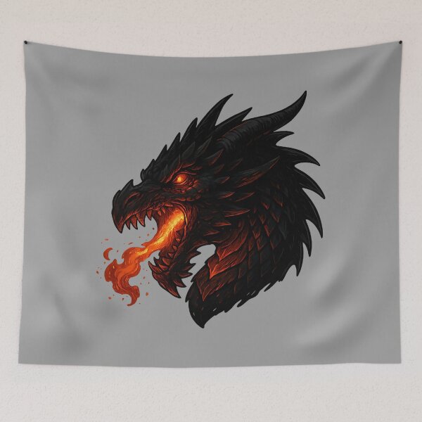 Item preview, Emberfang Dragon Head – Fiery Mythical Beast Profile Art designed and sold by ArcadiaSilence.