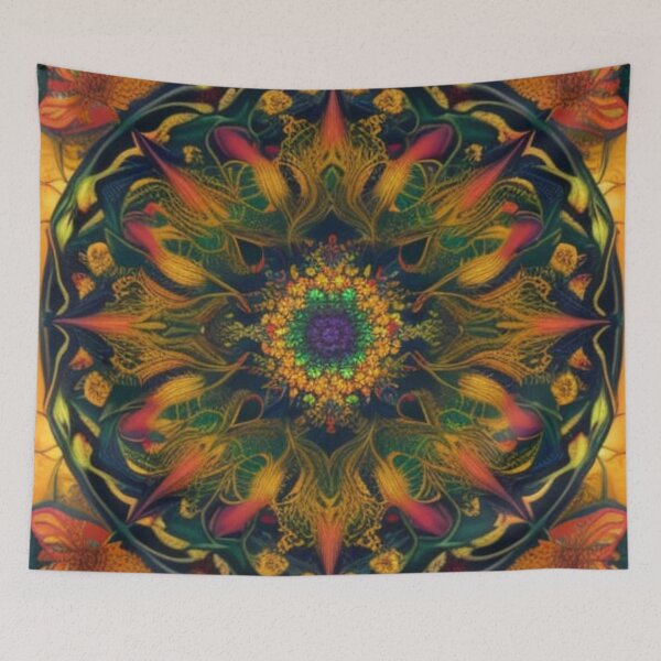 Item preview, Golden Flame Botanical Mandala designed and sold by Harmonic_Layers.