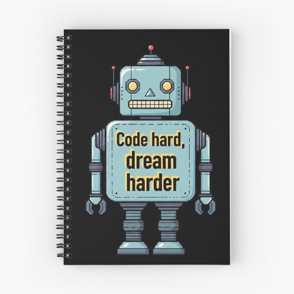 Item preview, Charming Pixel Robot with "Code Hard, Dream Harder" – Pastel Minimalist Tech designed and sold by kubix81.