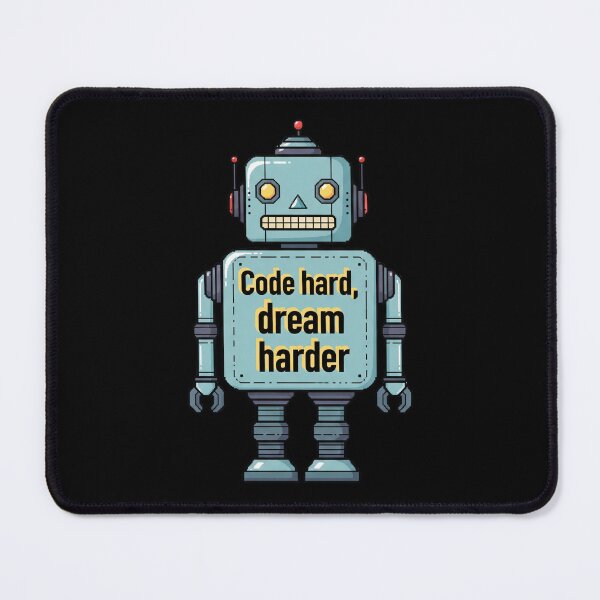 Item preview, Charming Pixel Robot with "Code Hard, Dream Harder" – Pastel Minimalist Tech designed and sold by kubix81.