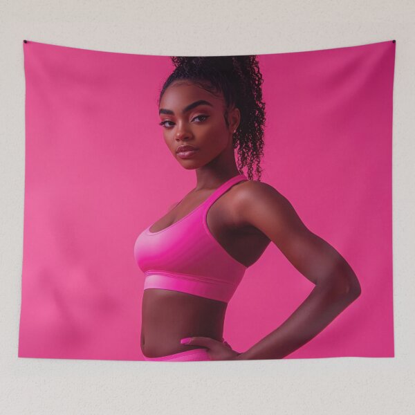 Item preview, Model poses before pink background designed and sold by anytka.