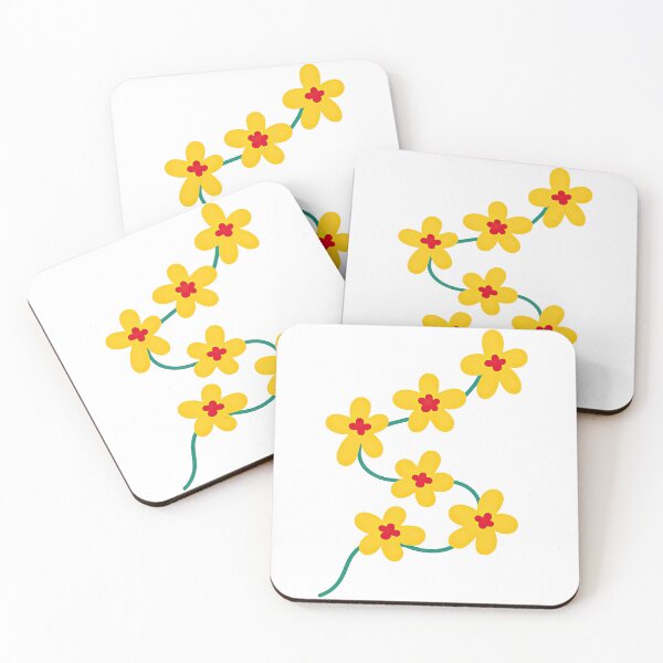 Item preview, Bright Yellow Flower Chain - Playful Floral Line Art designed and sold by ArtfulWeave.