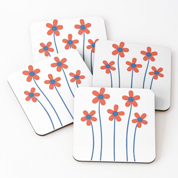 Item preview, Red and Blue Flower Patch - Bold Garden Illustration designed and sold by ArtfulWeave.