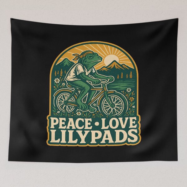 Item preview, Peace Love Lilypads Frog Biking designed and sold by Text2tee.