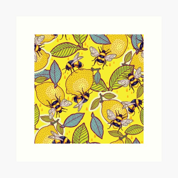 Item preview, Yellow lemon and bee garden. designed and sold by smalldrawing.