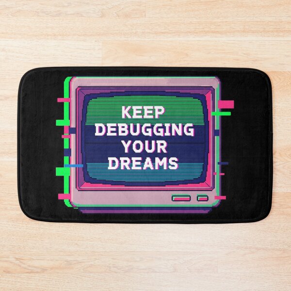 Item preview, Retro Computer Pixel Art – Motivational ‘Keep Debugging Your Dreams’ Neon designed and sold by kubix81.