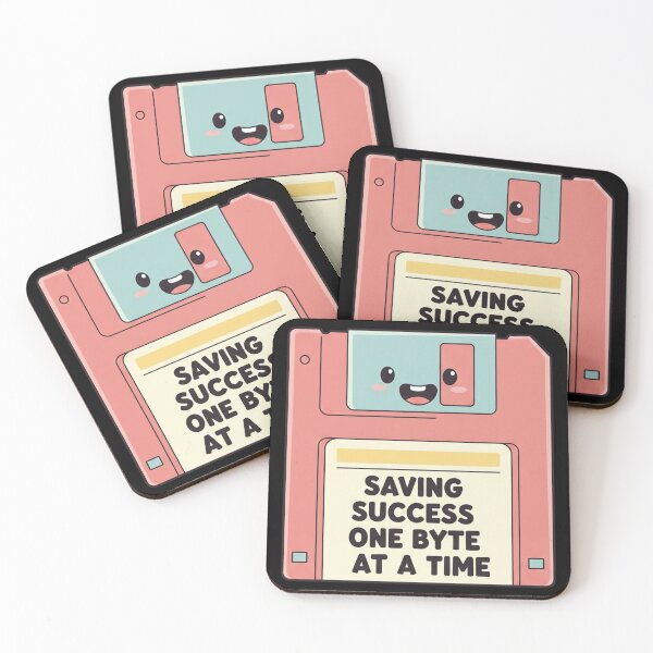 Item preview, Smiling Vintage Floppy Disk – Pastel Cartoon Tech Design with Motivational Quote designed and sold by kubix81.