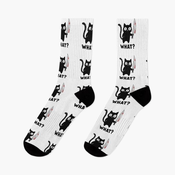 Item preview, Cat What? – Funny Murderous Black Cat With Knife Cartoon Design designed and sold by MegzDesign.