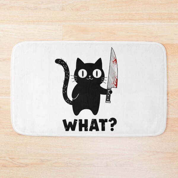 Item preview, Cat What? – Funny Murderous Black Cat With Knife Cartoon Design designed and sold by MegzDesign.