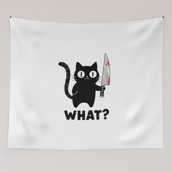 Item preview, Cat What? – Funny Murderous Black Cat With Knife Cartoon Design designed and sold by MegzDesign.