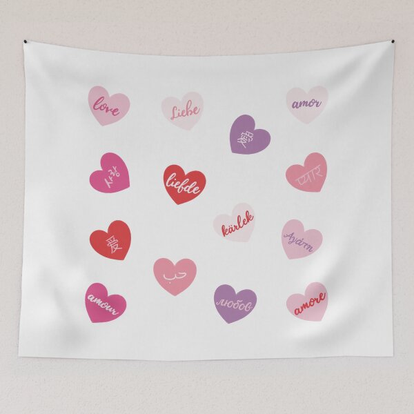 Item preview, love in different languages in hearts designed and sold by winterpumpkin.