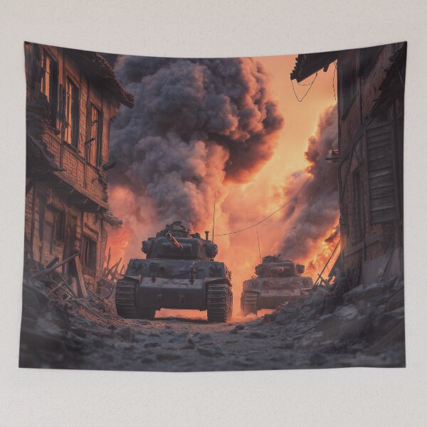 Item preview, Tank Battle in a Bombed French Village designed and sold by Rtymer.