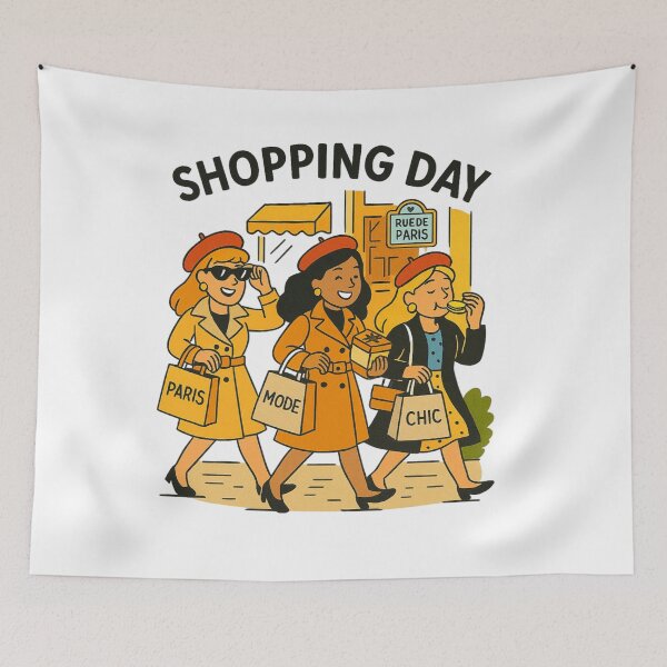 Item preview, Paris Shopping Day – Girls Trip Illustration with Gifts & Macaron designed and sold by jelonkaa.