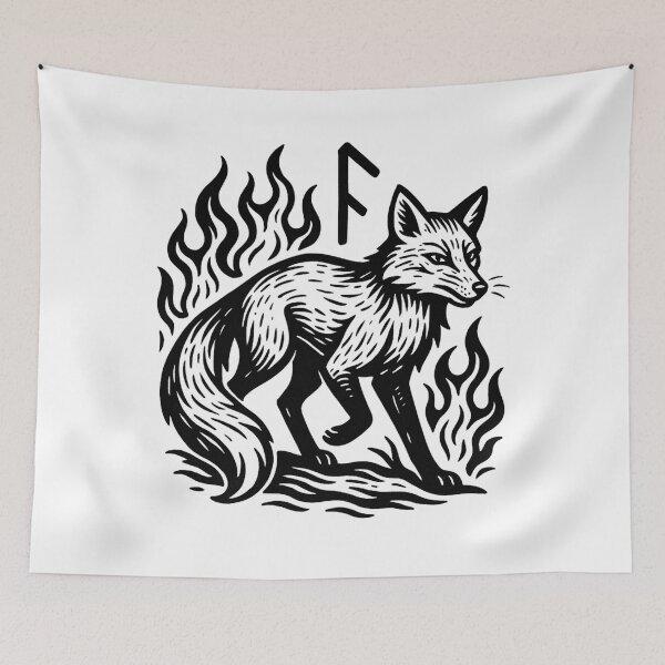 Item preview, Kenaz Rune Fox in Flame – Norse Pagan Fire Spirit Design designed and sold by jelonkaa.
