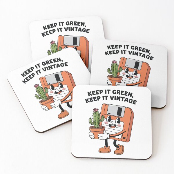Item preview, Smiling Vintage Floppy Disk Holding Cactus – Retro Cartoon Eco-Tech Design designed and sold by kubix81.