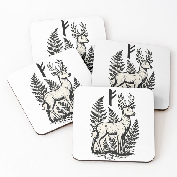 Item preview, Thurisaz Rune – Stag in Fern Forest | Norse Pagan Symbol Art designed and sold by jelonkaa.