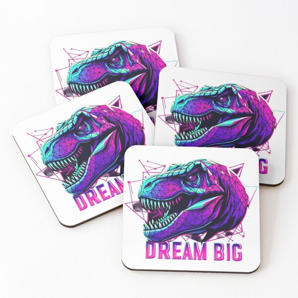 Item preview, Dream Big T‑Rex – Neon Cyberpunk Polygon Dinosaur Tee designed and sold by UmcommonGoods.