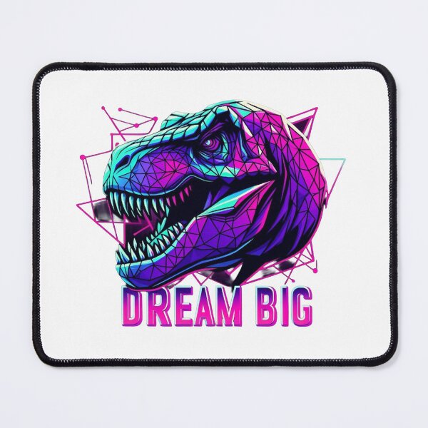 Item preview, Dream Big T‑Rex – Neon Cyberpunk Polygon Dinosaur Tee designed and sold by UmcommonGoods.