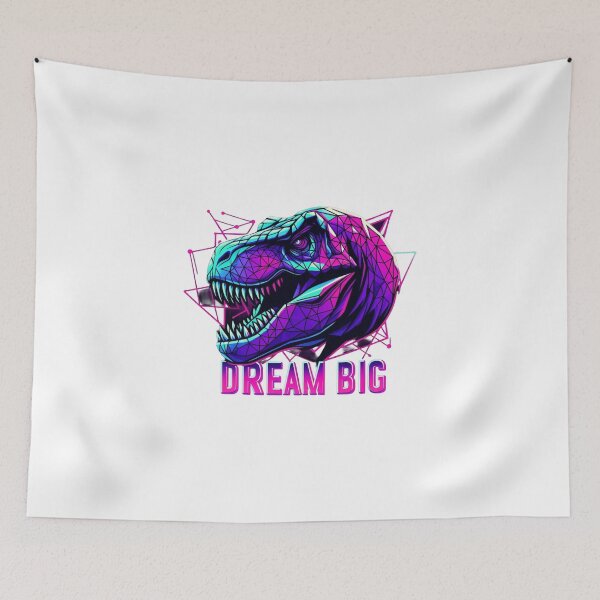 Item preview, Dream Big T‑Rex – Neon Cyberpunk Polygon Dinosaur Tee designed and sold by UmcommonGoods.