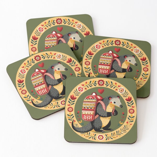 Item preview, Cute Pangolin Back To School Pupil: Hope for Wildlife: Scandinavian Folk Art by heidiannemorris © designed and sold by FOLK ART FUSION by heidiannemorris.