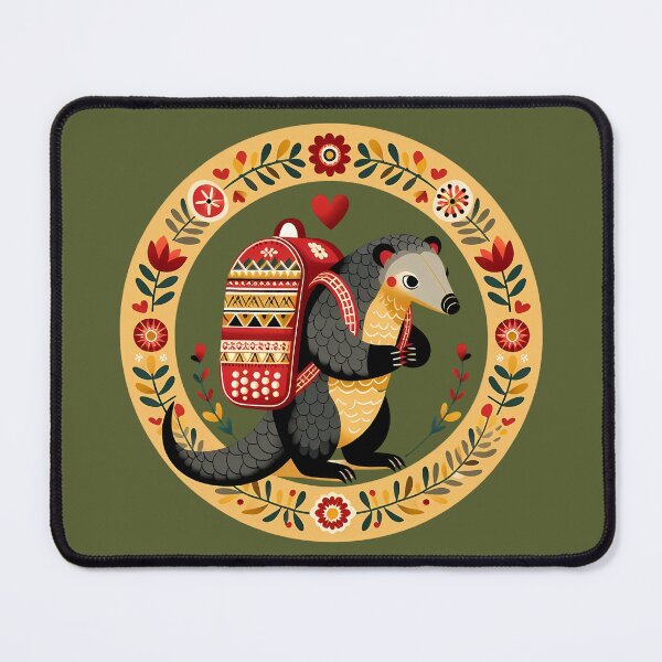 Item preview, Cute Pangolin Back To School Pupil: Hope for Wildlife: Scandinavian Folk Art by heidiannemorris © designed and sold by FOLK ART FUSION by heidiannemorris.