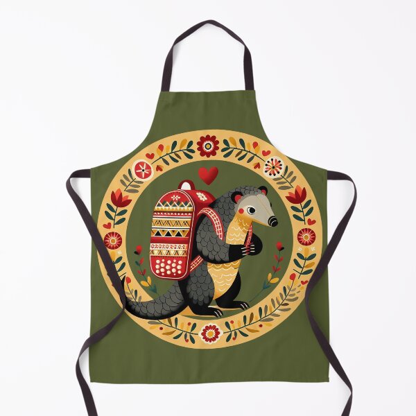 Item preview, Cute Pangolin Back To School Pupil: Hope for Wildlife: Scandinavian Folk Art by heidiannemorris © designed and sold by FOLK ART FUSION by heidiannemorris.