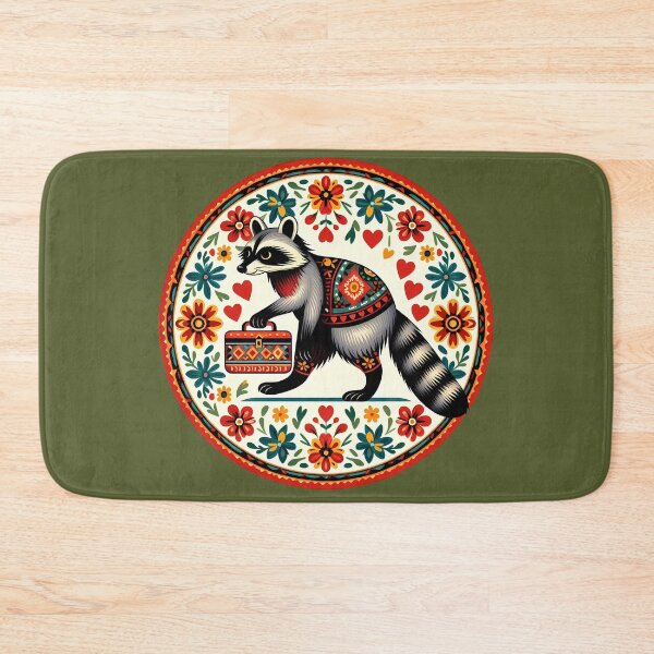 Item preview, Cute Raccoon: Back to School Lunchbox Fun - Scandinavian Folk Art by heidiannemorris © designed and sold by FOLK ART FUSION by heidiannemorris.