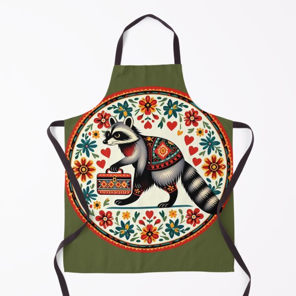 Item preview, Cute Raccoon: Back to School Lunchbox Fun - Scandinavian Folk Art by heidiannemorris © designed and sold by FOLK ART FUSION by heidiannemorris.