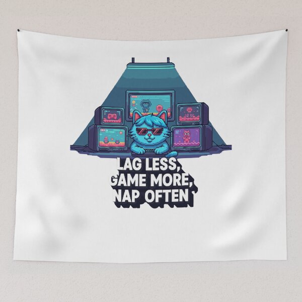 Item preview, Indie Gamer Cat Streaming – Neon Pixel Art Design with Motivational Gamer Slogan designed and sold by kubix81.