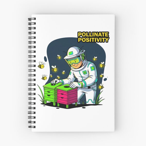 Item preview, Futuristic Cartoon Beekeeper – Eco-Cyber Neon Design with “Pollinate Positivity” Slogan designed and sold by kubix81.