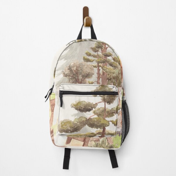 Item preview, watercolour campfire scene with pine trees designed and sold by jessicaleah15.