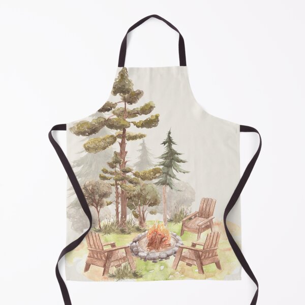 Item preview, watercolour campfire scene with pine trees designed and sold by jessicaleah15.