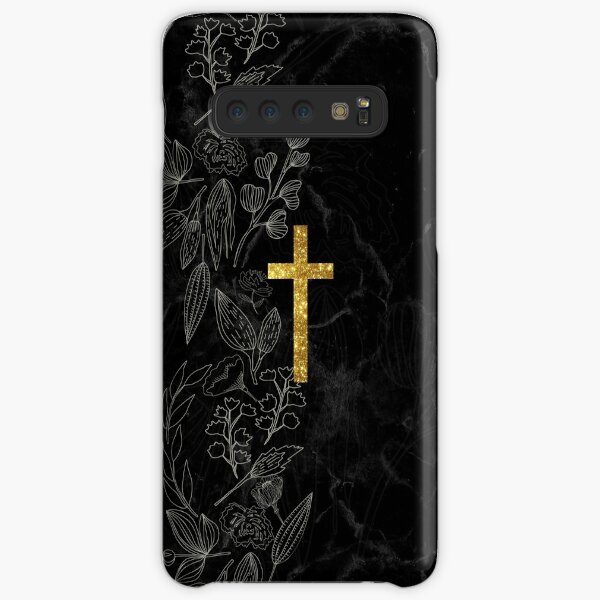 Christian Cross Symbol Design - Black Marble And Gold Samsung Galaxy Snap Case