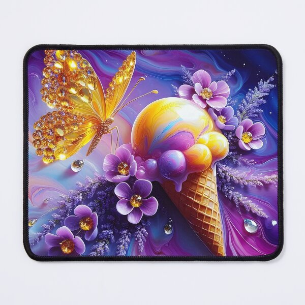 Item preview, Golden Glow Ice Cream Cone with Crystal Butterfly – Purple Fantasy Aesthetic designed and sold by EmeraldeaArt.