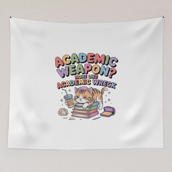Item preview, Kawaii Academic Burnout Cat – Academic Weapon? More Like Academic Wreck designed and sold by MagicWander.