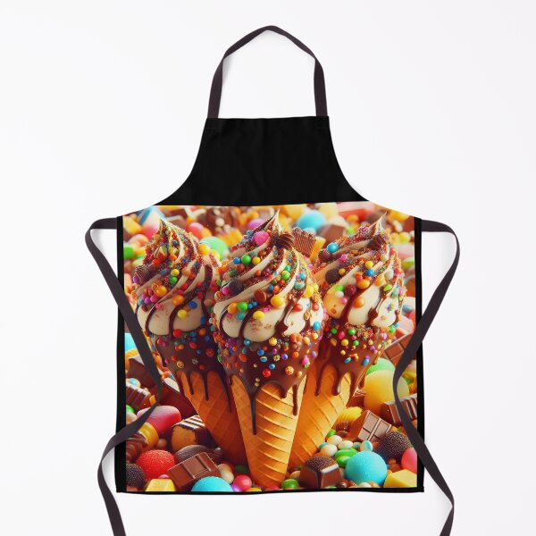 Item preview, Whimsical Candy-Drenched Ice Cream Trio – Fantasy Dessert Art designed and sold by EmeraldeaArt.