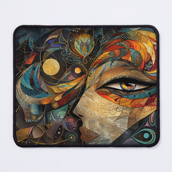 Item preview, Mystic Gaze in Kaleidoscope Hues – Abstract Fantasy Female Face designed and sold by NeoNebulaArt.