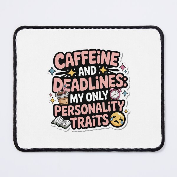Item preview, Caffeine and Deadlines Kawaii Sticker – Cute Academic Burnout designed and sold by MagicWander.