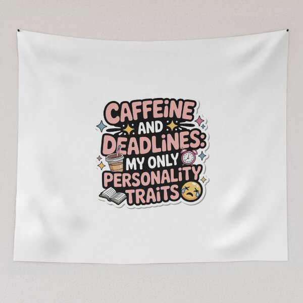 Item preview, Caffeine and Deadlines Kawaii Sticker – Cute Academic Burnout  designed and sold by MagicWander.