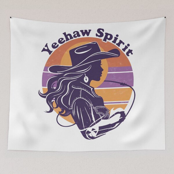 Item preview, A 70s style retro cowgirl silhouette with Yeehaw Spirit  designed and sold by Loviness.