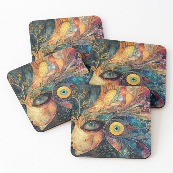 Item preview, Tears of Color – Surreal Fantasy Woman with Vibrant Feathered Eye designed and sold by NeoNebulaArt.
