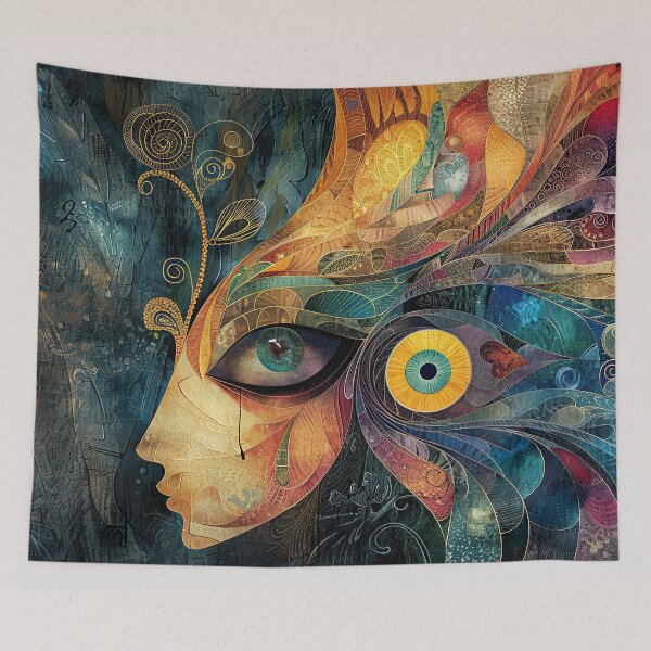 Item preview, Tears of Color – Surreal Fantasy Woman with Vibrant Feathered Eye designed and sold by NeoNebulaArt.