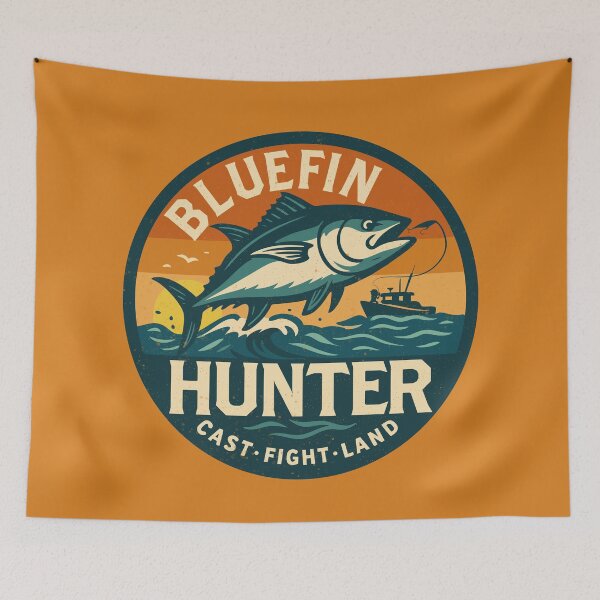 Item preview, “Bluefin Hunter – Cast • Fight • Land” Offshore Sport-Fishing designed and sold by Fierce Wave Supply Co..