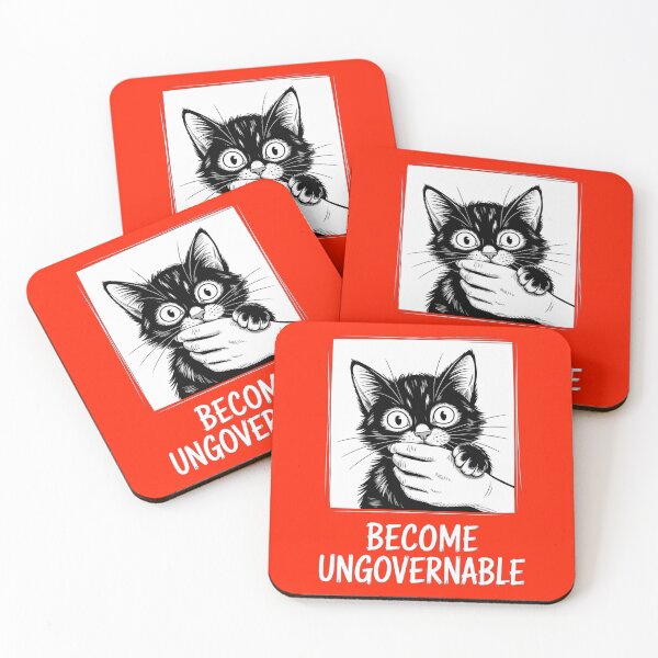 Item preview, Black Cat Biting Hand Funny Meme - Become Ungovernable designed and sold by ZAIKY DREAMS.
