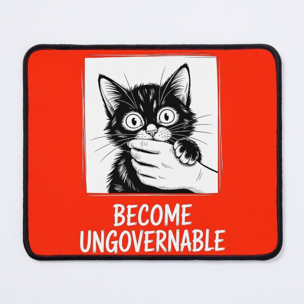 Item preview, Black Cat Biting Hand Funny Meme - Become Ungovernable designed and sold by ZAIKY DREAMS.
